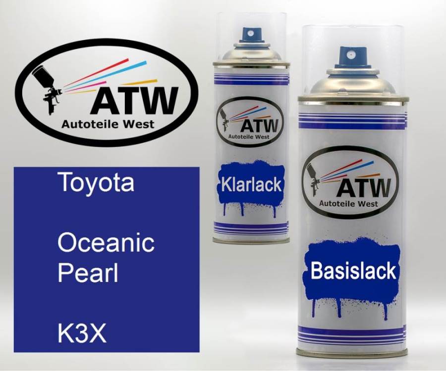 Toyota, Oceanic Pearl, K3X: 400ml Sprühdose + 400ml Klarlack - Set, von ATW Autoteile West.